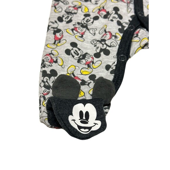 NEW Disney Baby Size 3M Mickey Mouse Snap Up Footie Pajamas Gray Black 3 Months - Picture 3 of 4